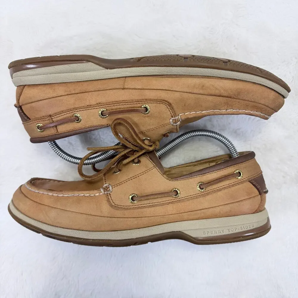 Sperry Top-Sider Men’s Billfish 3-Eye Tan Leather Boat Shoes Size 10